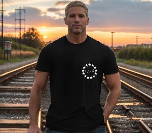 Patriotic Shirts for Men Fourth 4th of July Tshirt American Flag 1776 Tees3