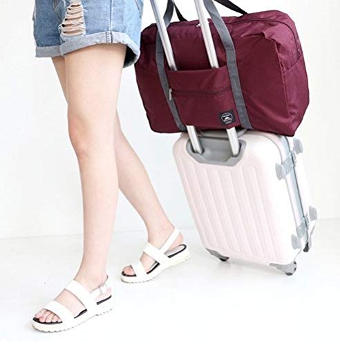 Foldable Travel Duffel Bag Lightweight Luggage Clothes Finishing Storage Bag Water-Resistant Single Shoulder Bag Large Capacity Storage Tote Bag for Gym Travel Camping and Overnight Trips Wine Red2