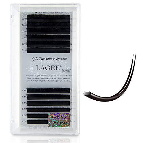 LAGEE Premium Flat Ellipse Eyelash Extensions Matte Black 0.12mm C curl 8-15mm Mixed Faux Mink Lash Individual Classic Split Tip Professional Lashes Beauty Salon Supplies