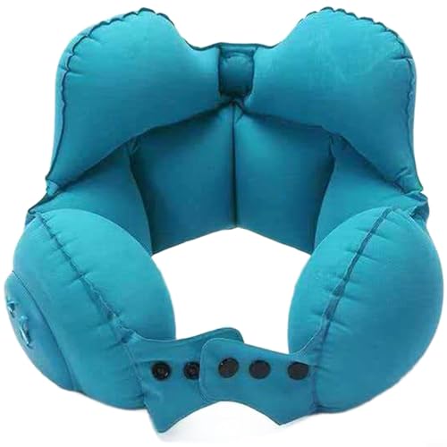 GANCEI Almohada cervical inflable de viaje para avión, coche, tren, cojín en forma de U de configuración rápida con diseño ergonómico, almohadilla de descanso de PVC plegable ligera para camping