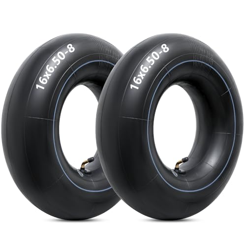 Heavy Duty 16x6.50-8 Inner Tubes with TR-87 Bent Valve Stem Premium Replacement 16x6.50-8/16x7.50-8 Lawn Mower Tire Tubes Fit for Tractor Garden Trailer Golf Carts Wheelbarrows and More Pack of 2