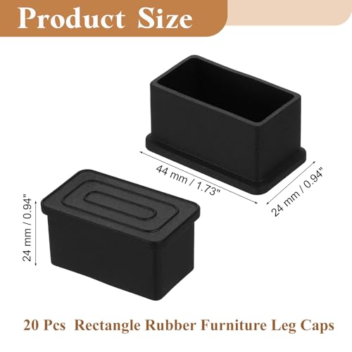 Fundas protectoras de PVC para patas de sillas rectangulares y muebles negros 3