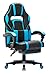 IntimaTe WM Heart Silla de oficina ergonómica de piel sintética con soporte para la cintura y reposapiés extensible, Carga Máxima 150kg (Azul)