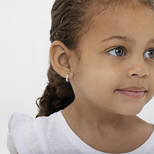 925 Sterling Silver Cubic Zirconia Small Hoop Earrings for Infants, Toddlers, and Little Girls 0.39" - Classic and Beautiful Huggie Earrings Beautiful Jewelry for Any Special Occasion2