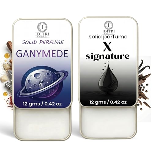 Image of IDITRI EXPORT Solid Perfume |x signature&Ganymede Alcohol Free Wax Perfume Balm, Long Lasting | Pocket Tin 12g, Pack Of 2| Non Greasy Smooth Glide, Travel Friendly Unisex Gifts He Or Her