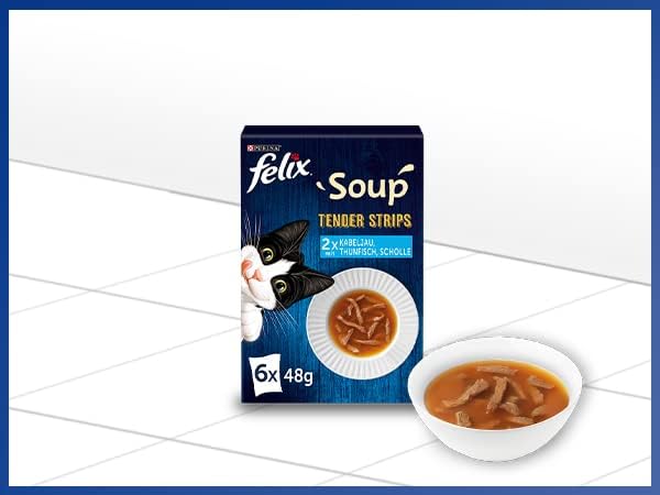 FELIX Soup Tender Strips, Soup for Cats, Variety of Flavours from the Water, Pack of 6 (6 x 48 g) | Cat Soup, Variety Mix - View 5