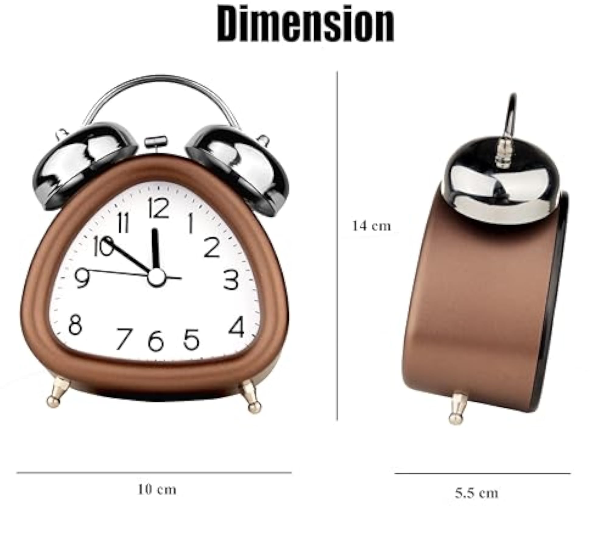 Triangle Shape Twin Bell Alarm Clock with Night Light