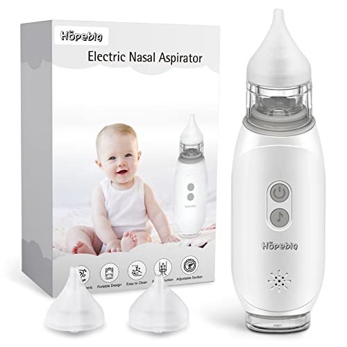 Image of Hopebig Nasal Aspirator Baby Nose Sucker, Electric Baby Nose Sucker with Adjustable 3 Levels Suction & 2 Size Nozzles with Music & Light Soothing Function for Toddler