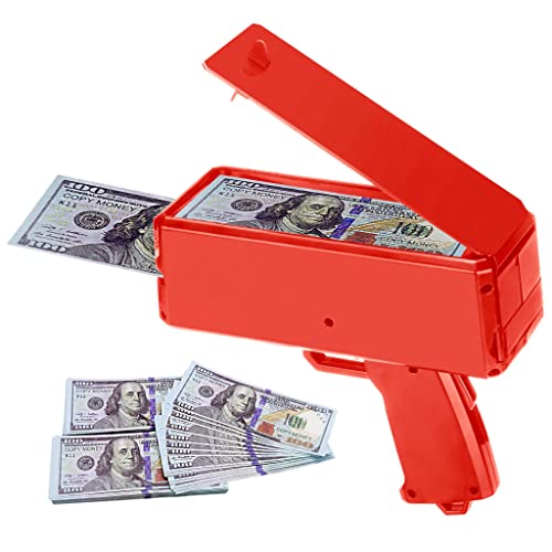 Sopu Make it Rain Money Gun Paper Playing Spary Money Toy Gun, Prop Money Gun with 100 Pcs Play Money Cash Gun Party Supplies (Money Gun)