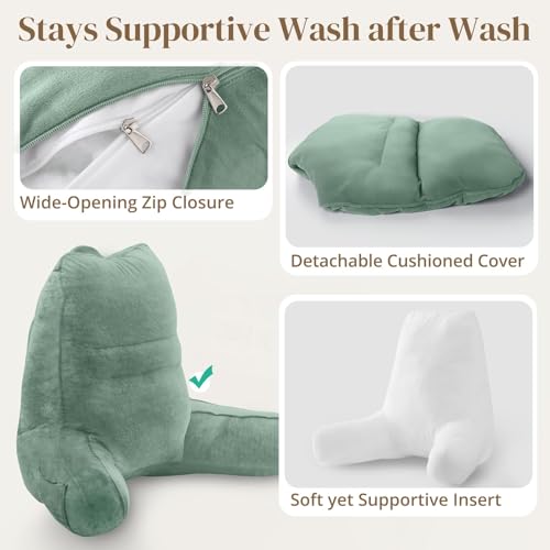 Image of Sasttie Reading Pillow for Bed, Back Pillow for Sitting Up, Sage