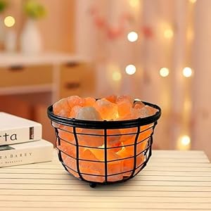 Himalayan Pink Salt Metal Basket Lamp (Round) with Pair of Extra Bulb, Unique Gift Idea Himalayan Pink Salt Metal Basket Lamp Round with Pair of Extra Bulb Unique Gift Idea