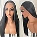JHXAYW Long Straight Black Glueless Wig,Black Hair Middle Part Natural Hairline,Glueless Synthetic Lace Front Wigs for Women