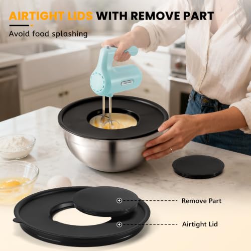 Image of Lord Eagle 5-Speed Hand Mixer Electric With 4 Mixing Bowls Set