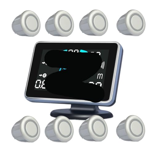 Kit de capteurs stationnement voiture 8 pièces avec buzzer d'aide à la marche arrière gris argent