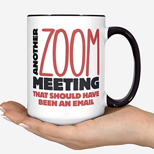 Funny Large Zoom Meeting Mug - I Survived Another Meeting That Should Have Been an Email. 15oz Black Tea Cup Christmas Gift Mug For Boss, Employees, Coworkers, Manager. Teams Online Meetings. Office.