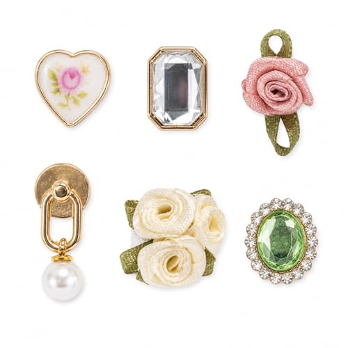 KitschPopCharm Sets Interchangeable Charms For Hair Clips Hair Brushes | Durable Assorted Cute Charms | Compatible with KitschPop Hair Accessories - Vintage Ivory 6pcs
