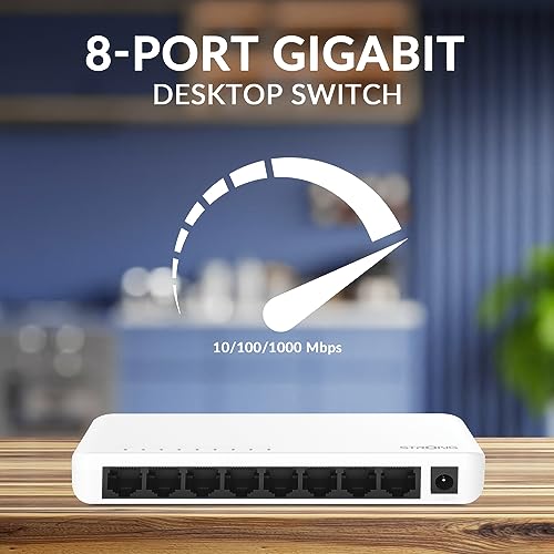 STRONG SW8000P Switch Ethernet 8, Switch Gigabit 10/100/1000 Mbps, Switch Rete con Indicatore LED, Plug & Play, Formato Ridotto, Montaggio Desktop o a Parete, Guscio di Plastica - 2