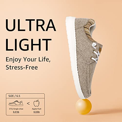 Stq Slip On Canvas Loafers For Women'S Arch Support Sneakers Comfortable Orthopedic Shoes For Foot Pain Relief Taupe Us 8.5 thumb #2