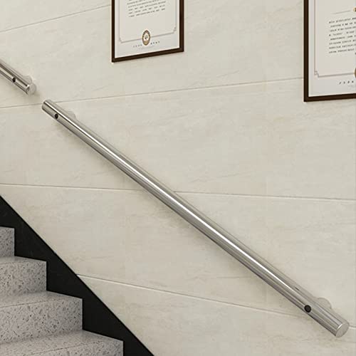 Rampe d'escalier 220 cm en acier inoxydable avec support mural pour intérieur