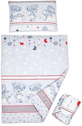 3 piece set Duvet Cover Pillowcase and Fitted Sheet for 140x70 cm Baby Cot Bed (Big Stars)