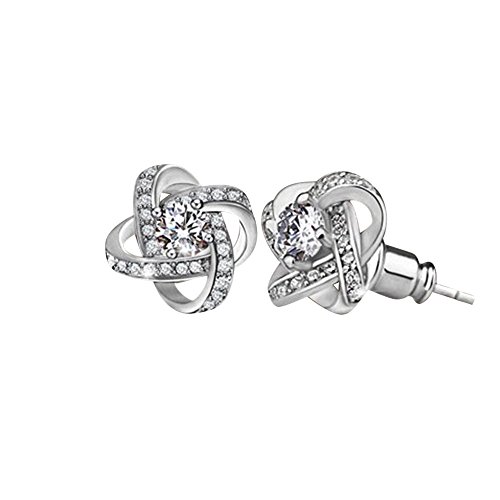 Bokeley Earrings Gift, Fashion Women 925 Sterling Silver Crystal Rhinestone Pearl Ear Earrings Jewelry (Silver)