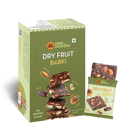 Image of GO DESi Classic Kaju Katli 200 grams & Dry Fruits Barfi, 400 grams 20 Individually Wrapped Burfi, Dates Bar Combo