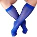 Mr.Babuu 3Pairs Pack Men's Casual Striped Sheer Nylon Silky Thin Dress Socks (Blue)