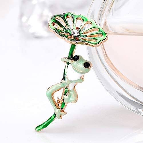 Image of Lotus and Frog Brooch Pendant Pin Broach Ladies Badges for Wedding Dress Jewelry Women Small Gift Fine Craftsmanship Fashion Book