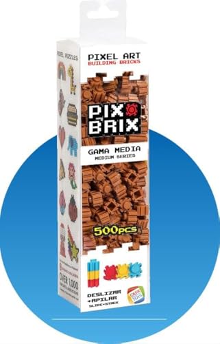 Cefa Toys- Pix Brix Pixel Art,Juguete de construcción en Horizontal,Vertical y Diagonal,CREA mosaicos,Figuras en 2D y 3D, 500 Piezas Marrones,Compatible con Otras Marcas,Niños a Partir de los 6 años.