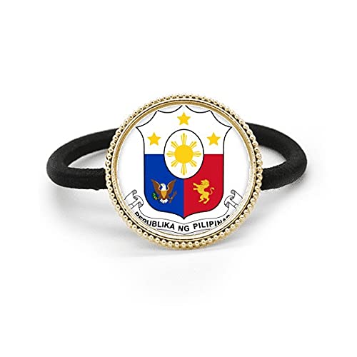Corbata de pelo con emblema de Asia Filipinas coletero de plata de metal para mujer