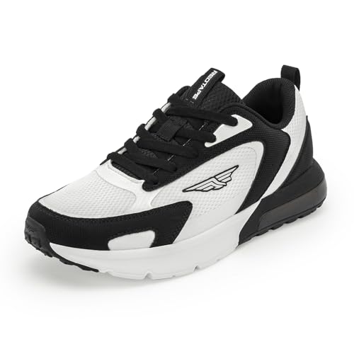 Image of Red Tape Men's Sneakers Black Pu Knit Rubber Printing Round Toe