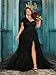 Women's Plus Size Wedding Guest Long Dress One Shoulder Summer Maxi Elegant Evening Party Cocktail Gown for Bridesmaid Prom Black 1XL