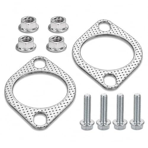 Image of Car Exhaust Gasket, 2pcs 2.5Inch Exhaust Flange Gasket with 4 Bolts & Nuts