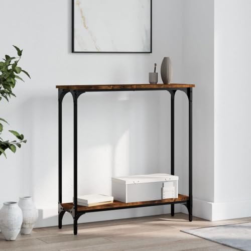 Rantry Console Table Smoked Oak 75x22.5x75 cm Engineered Wood, Entry Table Slim Sofa Side End Table Sofa Table for Living Room, Bedroom Hallway Entrance Hall Desk
