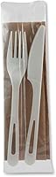 100% Compostable Cutlery Sets by World Centric, Made from TPLA, Assorted Cutlery Individually Wrapped with Fork, Knife, Napkin (Pack of 500) (AS-PS-FKN)