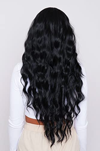 Hetto Wire Hair Extensions Black 12 Inch 70g Real Human Hair One Piece Extensions #1 Jet Black Straight Hairpiece Invisible One Piece Hair Extensions with Clips