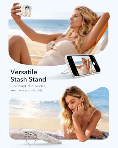 Image of ESR for iPhone 17 Case with Stash Stand, Compatible with MagSafe, Military-Grade Drop Protection Magnetic Phone Case for iPhone 17, Scratch-Resistant Back Cover, Coastal Summer, Cream White
