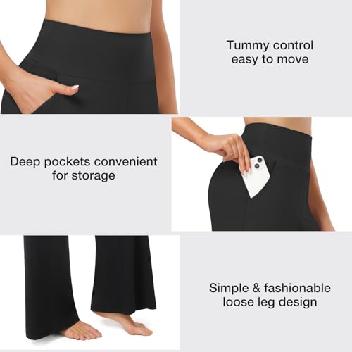 we fleece Womens Wide Leg Yoga Pants with Pockets High Waisted Casual Lounge Loose Dress Petitel Palazzo Pants3