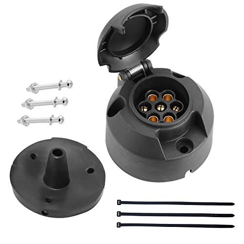 DARKGUARD 1 Pedazo Zócalo 7pines Remolque 12v ISO1724,Impermeable,Zócalo Caravana 7Pines Hembra,Adaptador 7pin per Remolque,Conector 7polos 12v per Agrícola Remolque Camión Caravana (DG75S-1) Cover