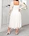 Plus Size Women's White Midi Casual Flounce Long Puff Sleeve Suqare Neck Smocked Women's Tiered Spring A-Line Flowy Dresses