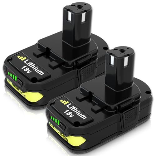 Amsbat 2-Pack 3.0Ah 18V Lithium Ion P102 Battery Replacement for Ryobi 18V Battery Compatible with Ryobi 18 Volt Batteries P102 P103 P104 P105 P107 P108 P109 BPL18151 BPL1820