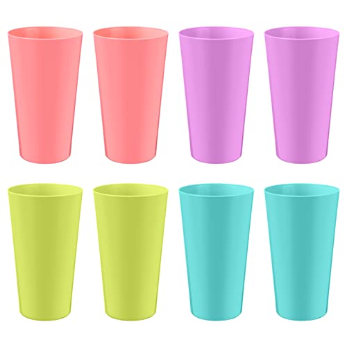 Lurrose プラスチックコップ 紙コップ コップ カップ 耐熱 プラスチック プラカップ 500ml 耐熱プラコップ 再利用可能 幼稚園 保育園 8本セット 4色混合