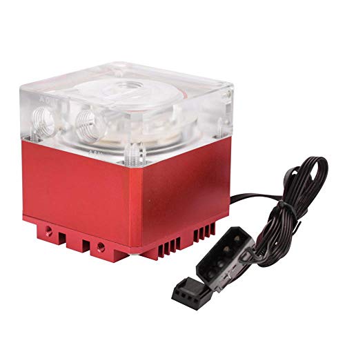 ASHATA CPU 水冷ポンプ 3000RPM 高速放熱コンピューターポンプ 800L/H 流量 3.5メートル ポンプヘッド PCポンプ (赤)