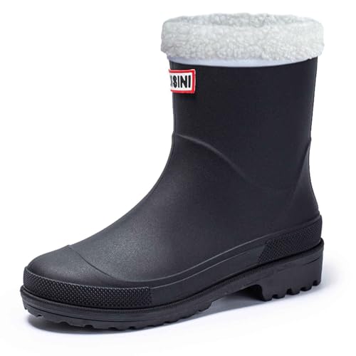 Bottes d'extérieur en Caoutchouc pour Femme Imperméable Coupe-Vent Unisexes sécurité de qualité Chaussures Facile désinfecter Fourrure Polaire Doublure Les Pieds...