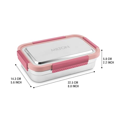 Image of MILTON Modern Meal Sr. Stainless Steel Tiffin, Set of 2 (950 ml,150 ml), Pink | Food Grade | BPA Free | Refrigerator Safe | Odour Free I Durable and Stylish Lunch Box for Home, Office & Travel