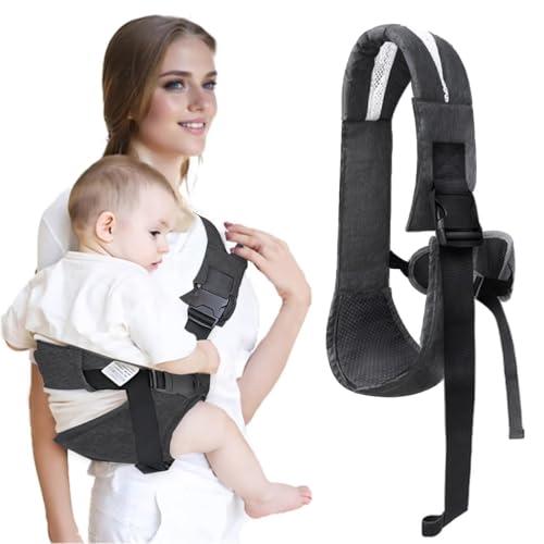 Image of Shoulder Strap, Ergonomic Strap, Carrier with Adjustable Waistband & Breathable Mesh, Portable Lightweight Anti Slip Hip Strap 5-50lbs (Black)