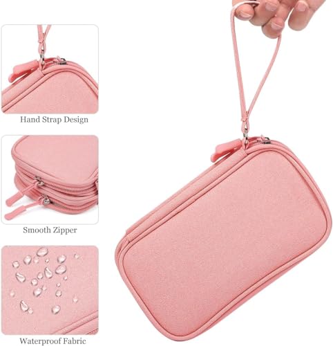 Image of Electronic Organizer Travel Cable Accessories Bag, Electronic Organizer Case, Electronic Accessories Organizer Bag for Power Bank, Charging Cords, Chargers, Mouse, USB Cable, Earphones (Light Pink)