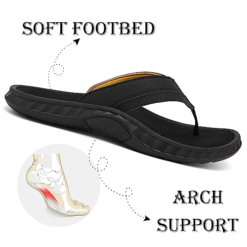 ChayChax Men's Flip Flops Arch Support Beach Sandals Outdoor Sport Thong Sandal with Soft Footbed3