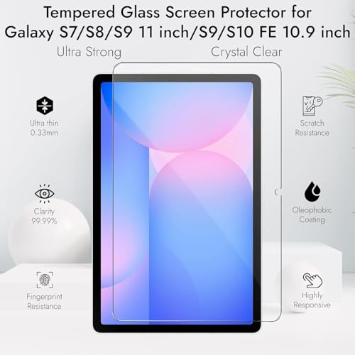 Image of Argus Premium Tempered Glass for Samsung Galaxy Tab S9 FE /S10 FE / S9 / S8 /S7 10.9 inch Screen Protector Guard for Samsung Tablet - Pack of 1