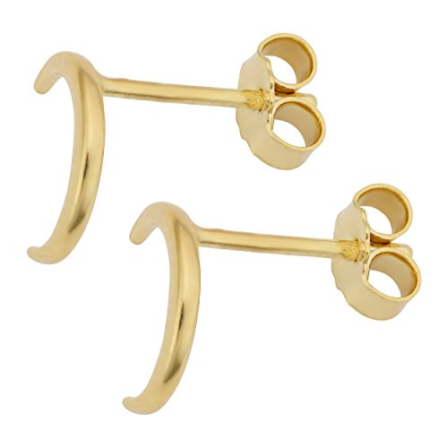 Kooljewelry 14k Yellow Gold High Polish Crescent Moon Stud Earrings2